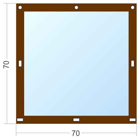 Мягкое окно Софтокна 70х70 см, Прозрачная пленка 0,7мм, Скоба-ремешок, Коричневая окантовка, Комплект для установки - фотография № 3