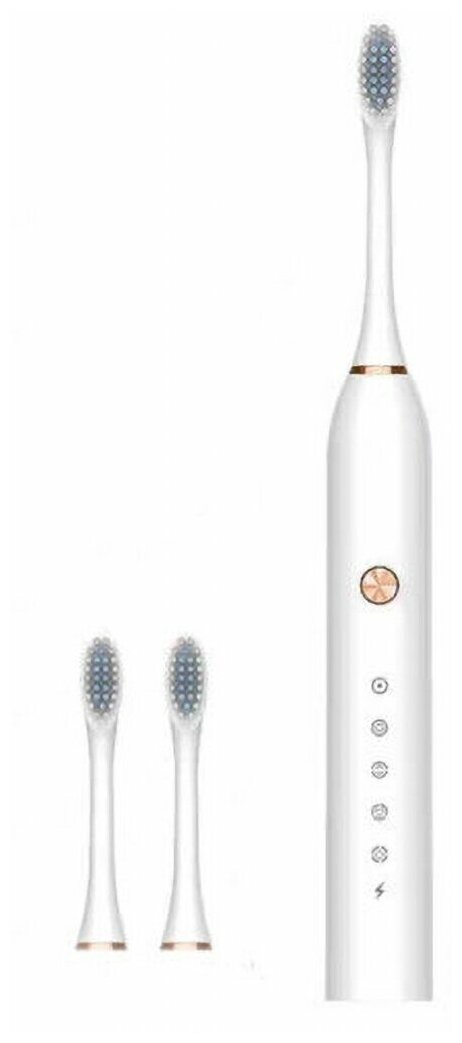 Электрическая ультразвуковая зубная щетка c 2 сменными насадками и 6 режимами работы