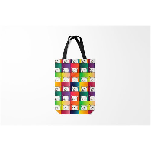 фото Сумка-шоппер / 31х42 см / мемы / woman yelling at cat burnettie