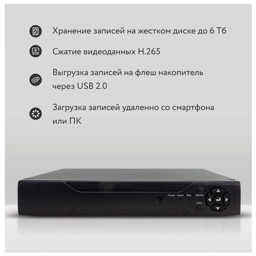 Гибридный видеорегистратор PS-link A2116HX на 16 каналов с поддержкой 5Мп камер