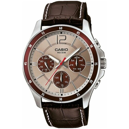 Наручные часы CASIO Collection MTP-1374L-7A1, серебряный, красный