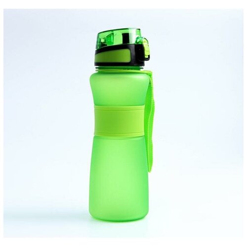 фото Бутылка для воды 900 мл, крышка на защелке, матовая, зеленая, 8.5х26 см qwen