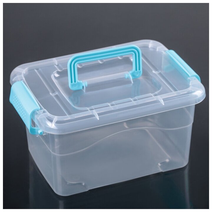 Контейнер для хранения вещей ящик пластиковый универсальный с крышкой короб стелажный с ручкой 