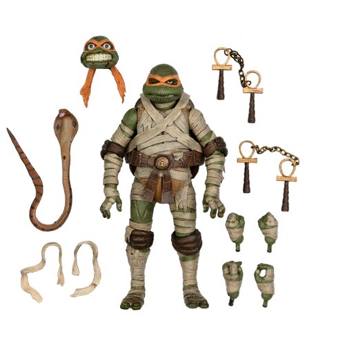 Фигурка NECA Universal Monsters/Teenage Mutant Ninja Turtles – Michelangelo as The Mummy 54187, 17.8 см черепашки ниндзя черепашки ниндзя боевое оружие микеланджело нунчаки