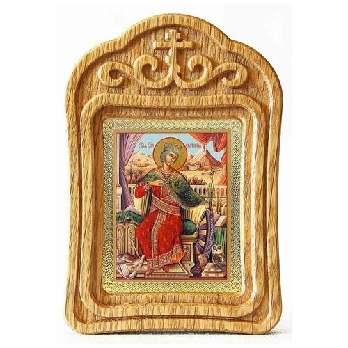 Великомученица Екатерина Александрийская (лик № 054), икона в резной деревянной рамке