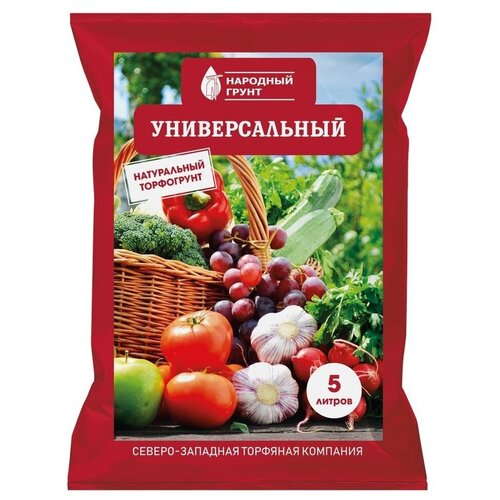 народный грунт цветочный 10л пакет сзтк 10 шт Грунт Народный, универсальный, 5 л, сзтк