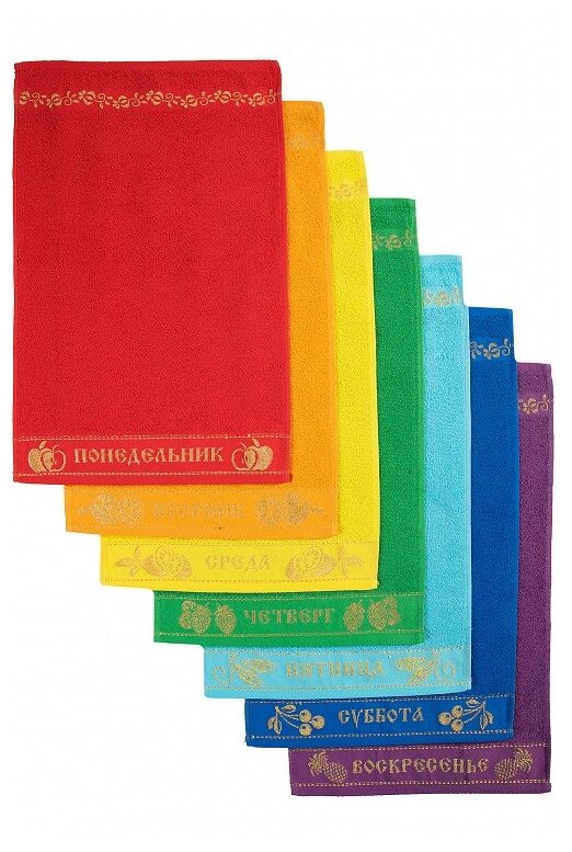 Полотенце махровое, набор разноцветных Неделька для рук, лица -7 шт., 35х60 см, 350 г/м2 - фотография № 2