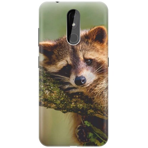 фото Gosso ультратонкий силиконовый чехол-накладка для nokia 3.2 (2019) с принтом "задумчивый енот"