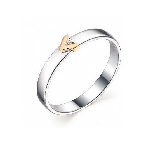 фото Серебряное кольцо алькор с золотой накладкой и бриллиантом 01-1771/000б-00 diamant-online