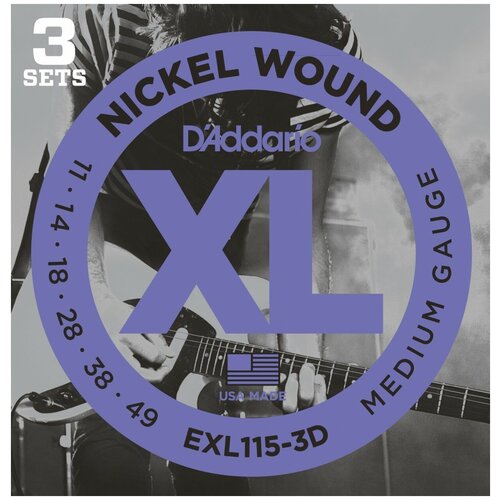 D'Addario EXL-115-3D набор из трех комплектов струн для электрогитары