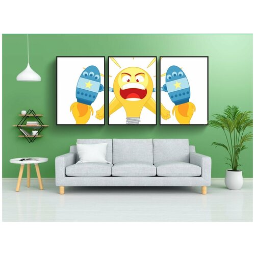 фото Набор модулных постеров для интерьера "лампа, идея, креативность" 60x90 см. в тубусе, без рамки lotsprints