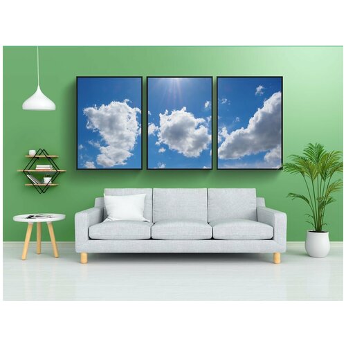 фото Набор модулных постеров для интерьера "облака, небеса, синий" 60x90 см. в тубусе, без рамки lotsprints