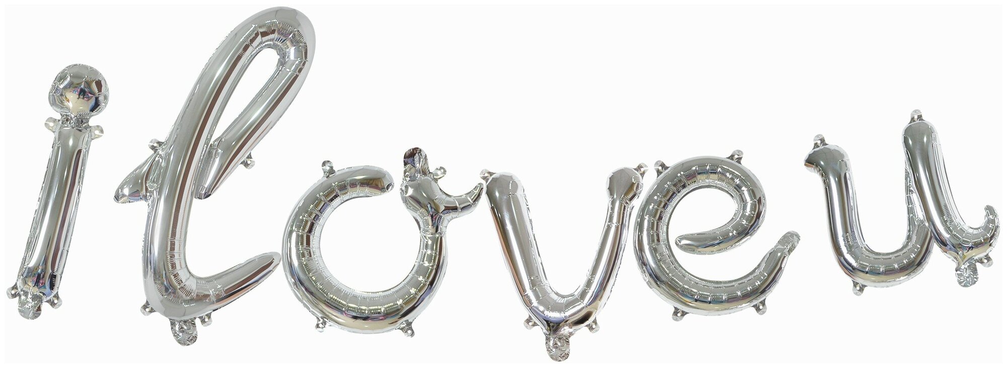Набор шаров-букв (17'/43 см) Мини-Надпись "I Love." (изящный курсив), Серебро, 1 шт. в уп.