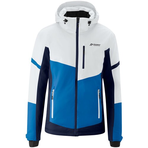 Куртка Maier Sports Manikhino, средней длины, силуэт прямой, снегозащитная юбка, регулируемые манжеты, регулируемый край, съемный капюшон, регулируемый капюшон, карманы, ветрозащитная, водонепроницаемая, утепленная, размер 50, белый, синий