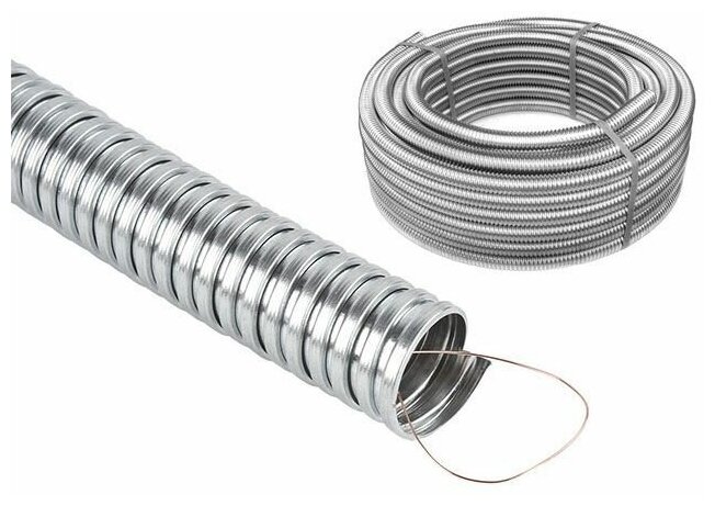 фото Металлорукав РЗ-Ц-X с протяжкой d-32 (25м) LEIDEN ELECTRIC (809017)