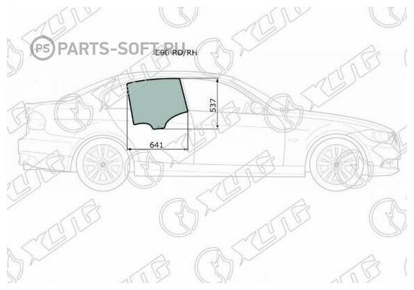 XYG E90RDRH Стекло заднее правое опускное BMW 3 SERIES E90 4D 05-11