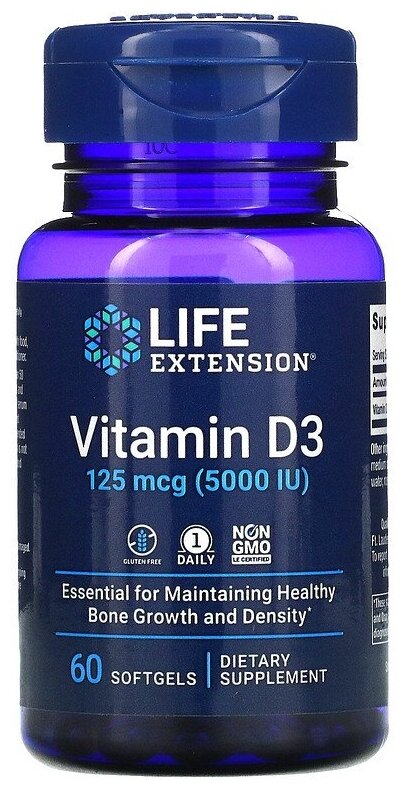 Капсулы Life Extension Vitamin D3 125 мкг 60 шт.