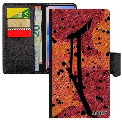 фото Противоударный чехол книжка для мобильного // apple iphone se 2020 // "знак зодиака близнецы" календарь астрологический, utaupia, оранжевый