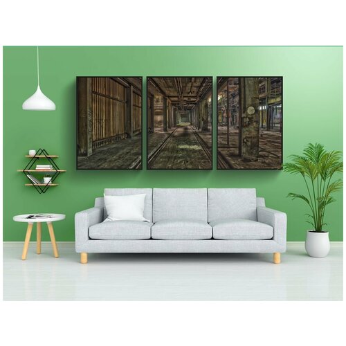 фото Набор модулных постеров для интерьера "потерянные места, фабрика, зал" 60x90 см. в тубусе, без рамки lotsprints