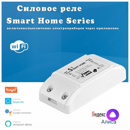 Умное Wi-Fi реле Smart Life Tuya Smart Google Assistant Яндекс Алиса 10А 1 канал 613₽