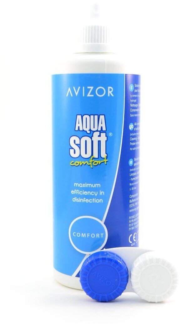 Многоцелевой раствор для контактных линз Avizor Aqua Soft Comfort (Авизор Аквасофт Комфорт), 350 мл с контейнером для линз