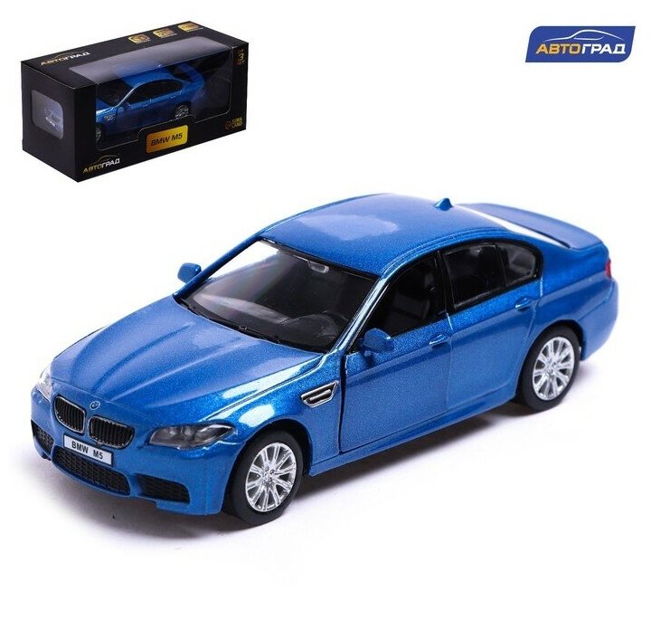 Машина металлическая BMW M5, 1:32, открываются двери, инерция, цвет синий