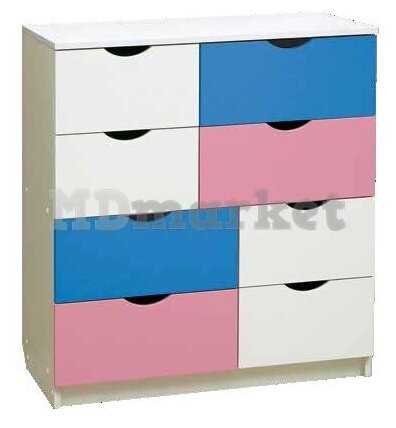 фото Комод Радуга Белый/Ярко-розовый/Синий