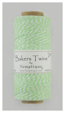 Шнур Bakers Twine на катушке, 2 х 2 нити, 1мм, 125 м, 50 г 125 м зелено-белый 1 мм* HEMPTIQUE BTS2LIM-W