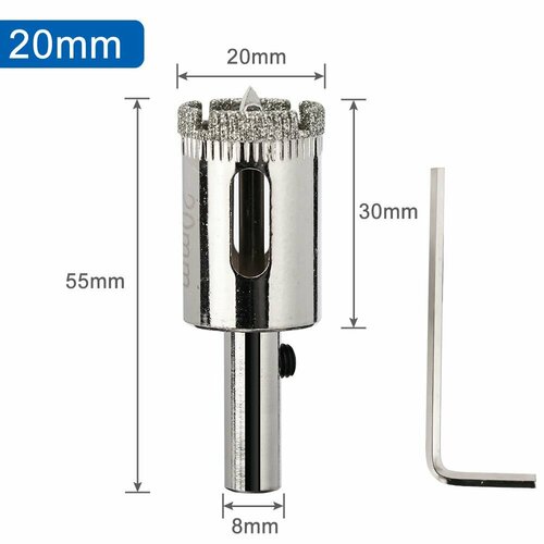 Коронка алмазная XCAN 20мм по стеклу и керамике с центрирующим сверлом