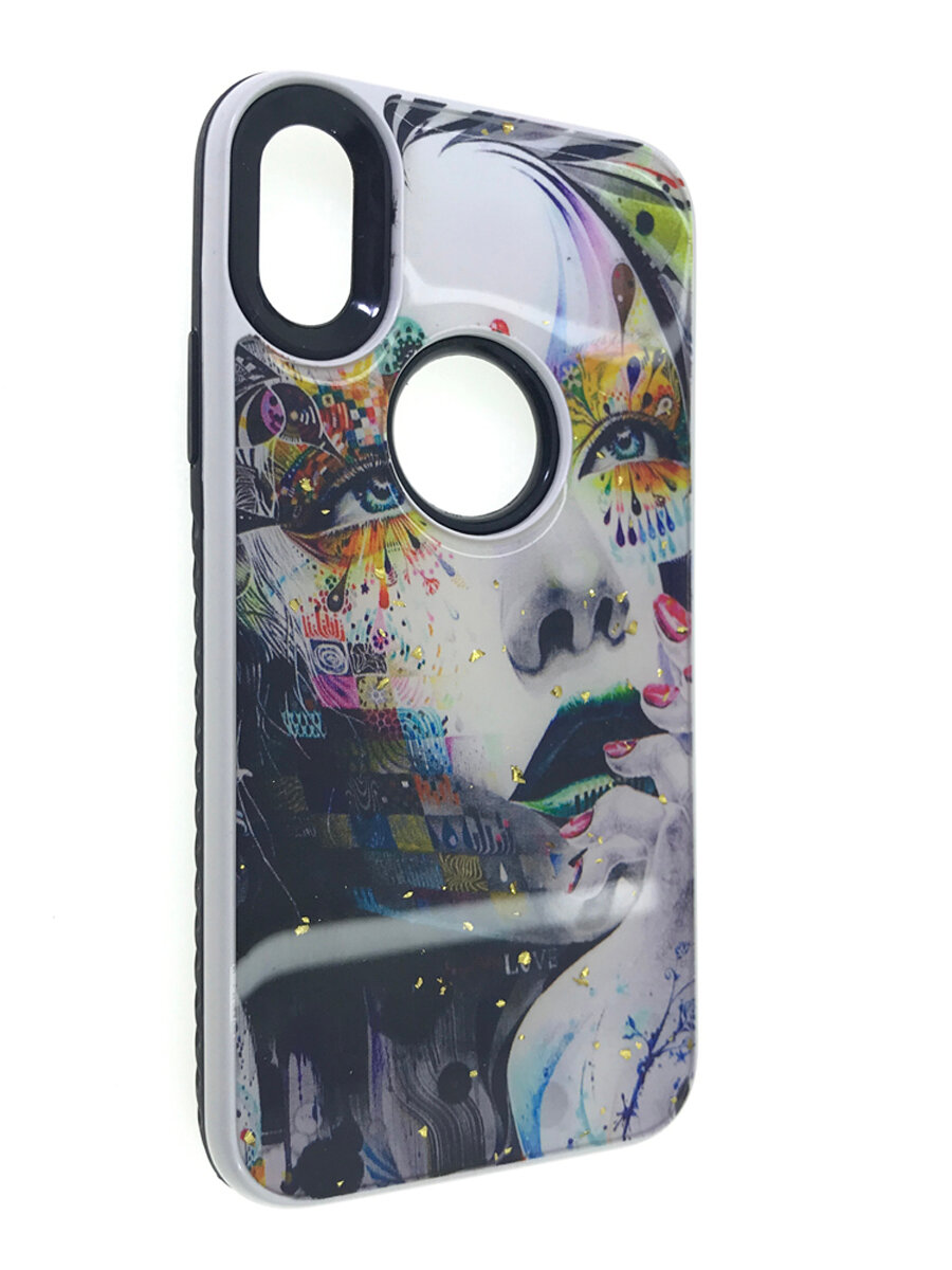 фото Чехол Мобильная Мода для iPhone Xs Накладка силиконовая с эпоксидной смолой и рисунком девушки