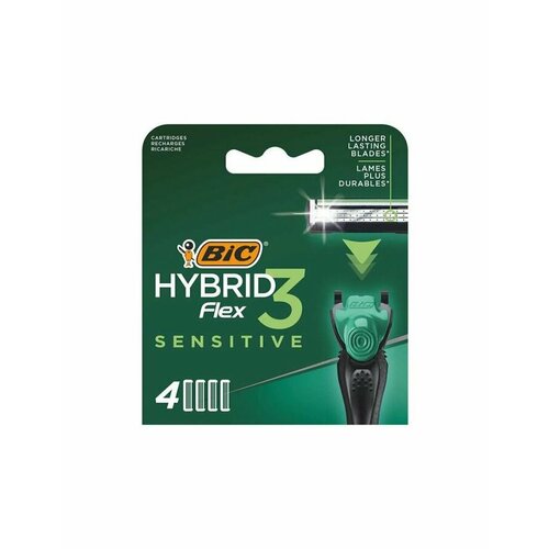 BIC Кассеты сменные Flex 3 Hybrid Sensitive, 4 шт, 1 уп