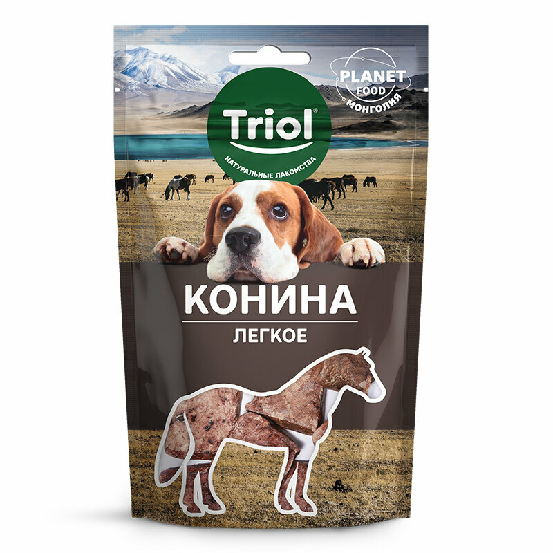 Triol Лакомство для собак PLANET FOOD "Легкое конское", 30г, 2 упаковки