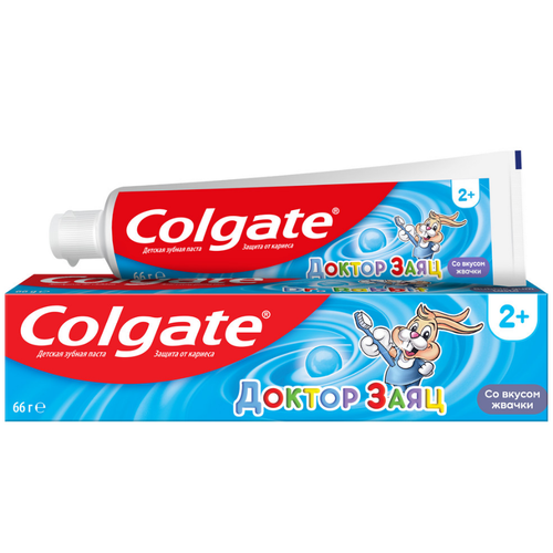 Colgate зубная паста детская доктор заяц жвачка 50мл набор детский colgate доктор заяц зубная паста жвачка клубника зубная щетка детская 2 супермягк