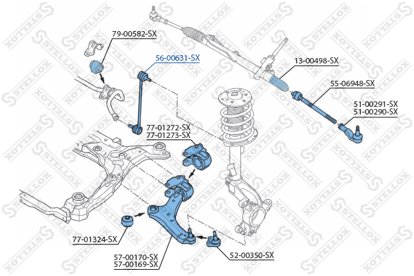 56-00631-SX Тяга стабилизатора Бренд STELLOX для автомобиля переднего Ford Galaxy/Mondeo/S-Max all 06