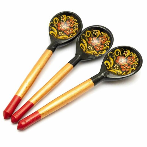 Деревянная ложка чайная с росписью - Чернушка 15 см Набор 3 шт 799₽