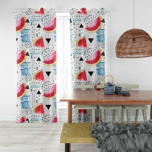 Комплект штор из блэкаута, Свежесть на пляже, 150/260 - 2 полотна