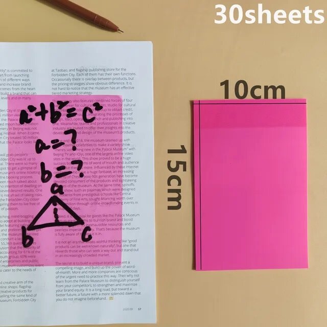 Стикеры водостойкие прозрачные 150 х 100 мм / цвет - розовый , 1 шт (30 листов)