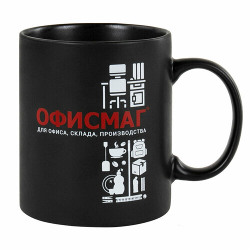 Кружка офисмаг 340 мл керамика черная 608372 упаковка 12 шт 3552₽