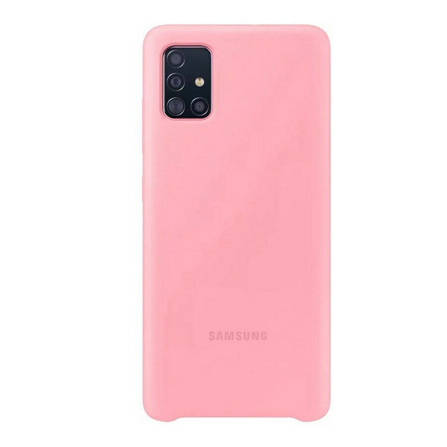 Силиконовая накладка Silky soft-touch для Samsung A51 светло-розовый