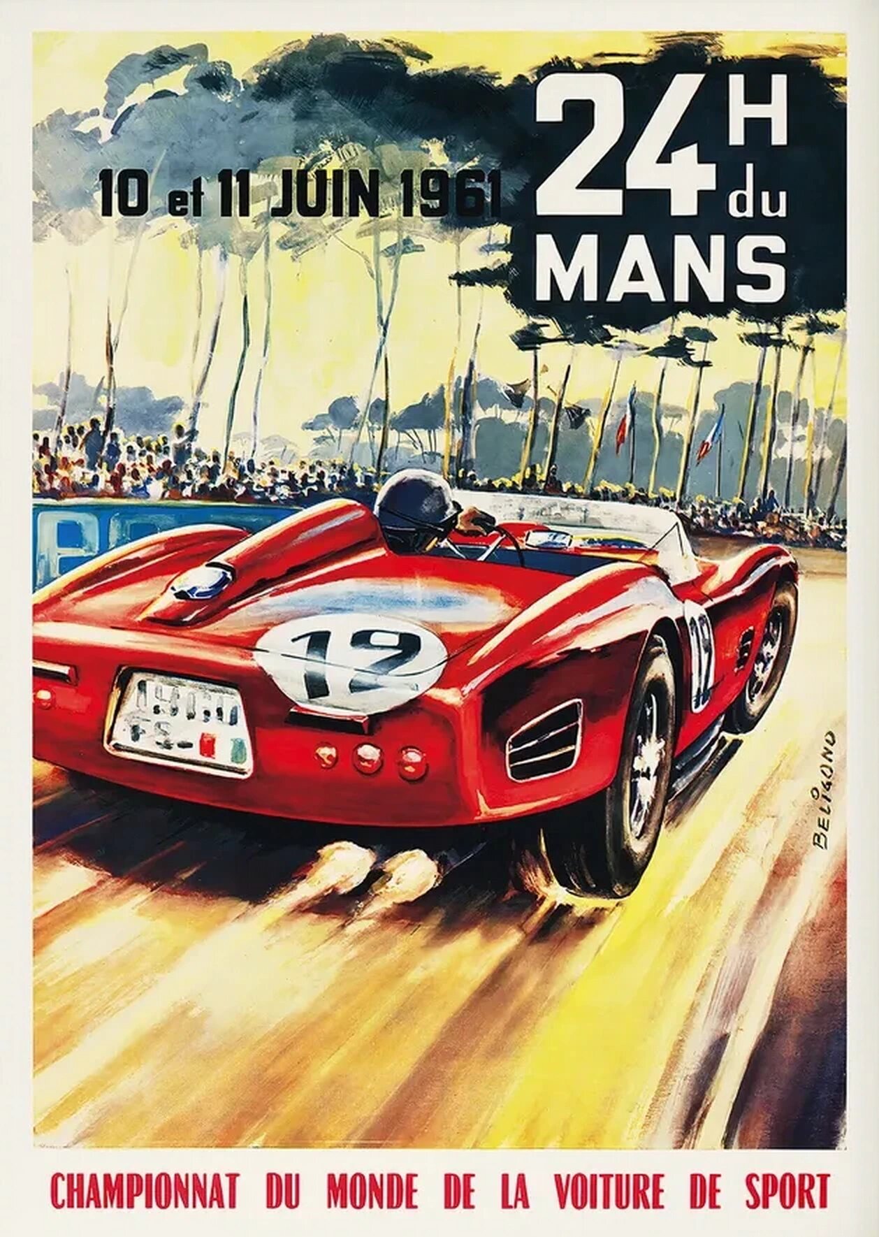 Плакат, постер 24 часа Ле-Мана. Гонка на выносливость. 24 Hours of Le Mans на бумаге, размер 30х42см