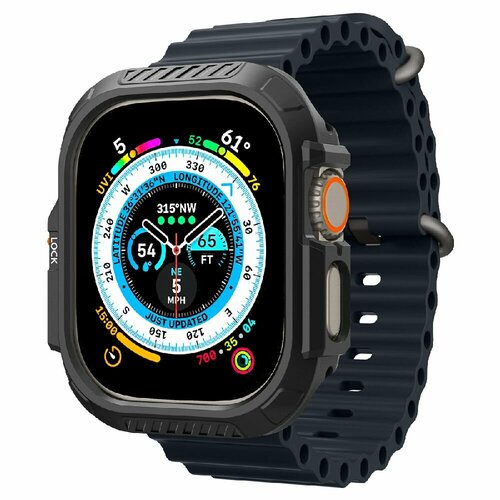 Чехол Spigen на Apple Watch Ultra (49 mm) (ACS06208) Lock Fit / Спиген для Эпл Вотч Противоударный, черный