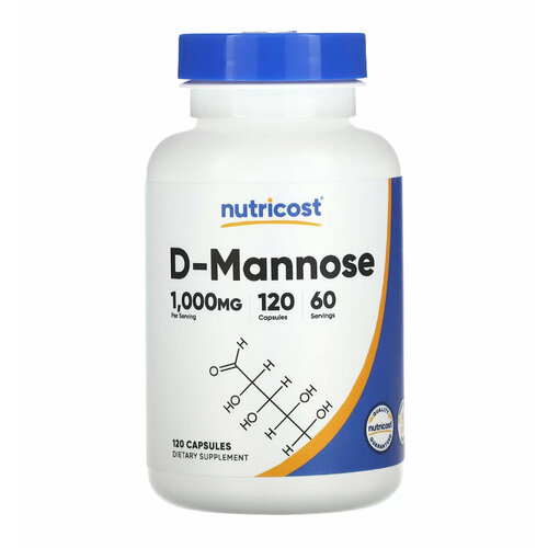 Nutricost, D-Mannose, Манноза 1000 мг, 120 капсул (500 мг в 1 капсуле)