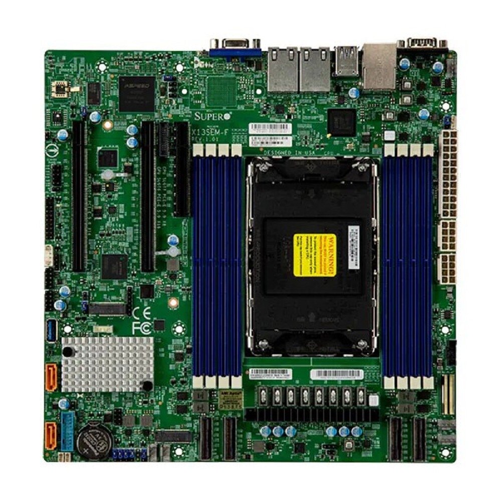 Supermicro Материнская плата Supermicro MBD-X13SEM-F-B 1xLGA-4677, Intel Xeon SP gen 4, Intel C741, 8x DDR5 4800/4400/4000 MHz. 2x1Gbe Base-T i350+1xMgmt LAN, 10xSATA3, 2xSATA-DOM, 5xUSB 3.2, 2xPCI-Ex16+1xPCI-E x8+4xMCIO x8, 2xM