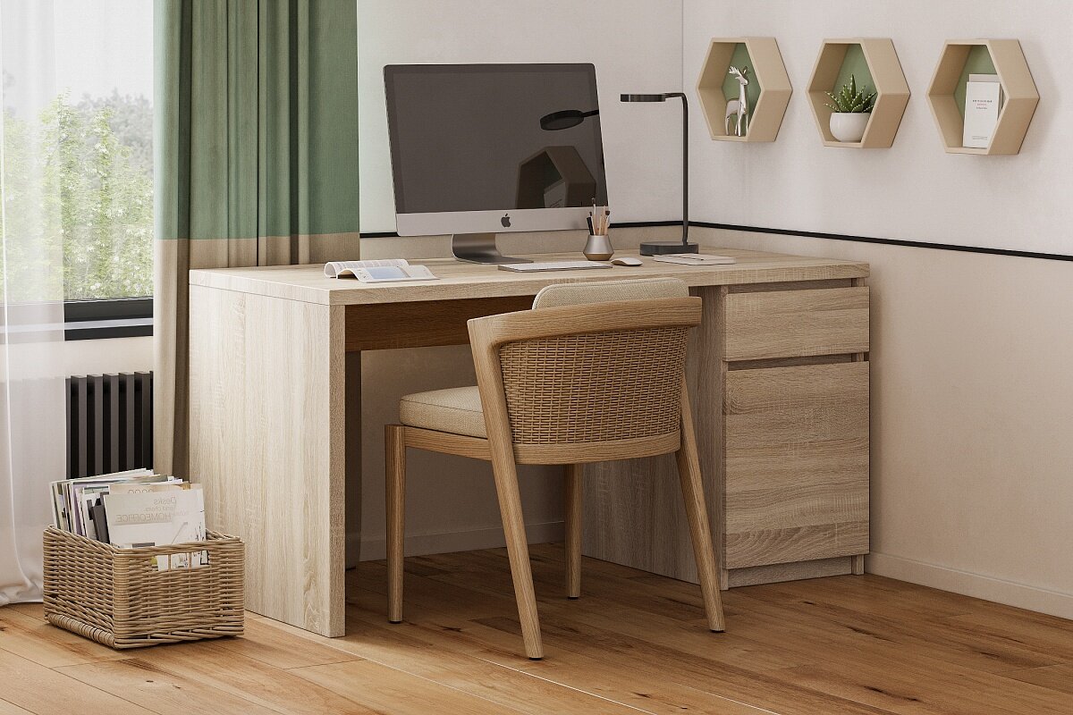 фото Письменный стол Мальм Дуб Сонома 140x65x73 фабрика «Мебель Лэнд 24»