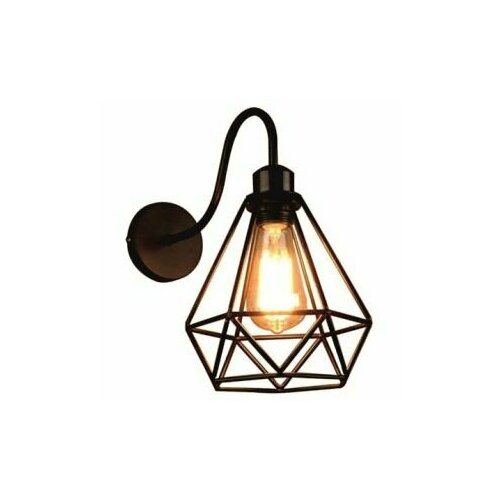 Светильник настенный, Бра в стиле Лофт + лампа золотой филамент в подарок, Черный LEEK WL GARRET E27