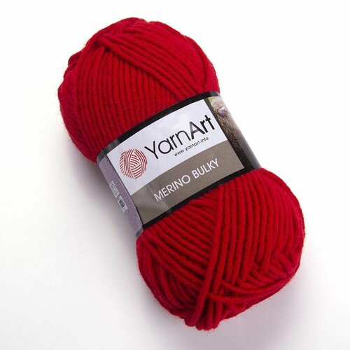 Пряжа Merino Bulky (YarnArt), красный - 156, 30% шерсть, 70% акрил, 5 мотков, 100 г, 100 м.