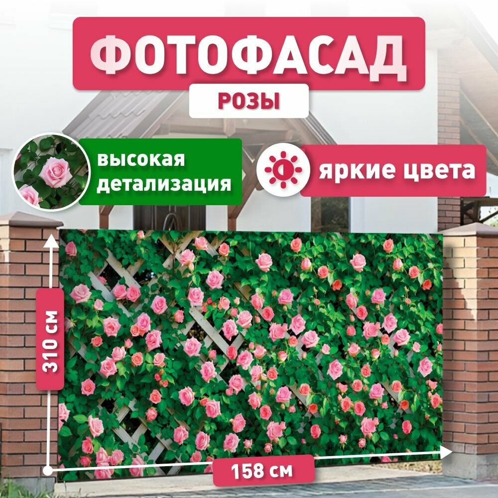 фото Фотосетка для забора - 310x158 см. Сетка заборная с рисунком для беседки, ворот, декора загородного участка.