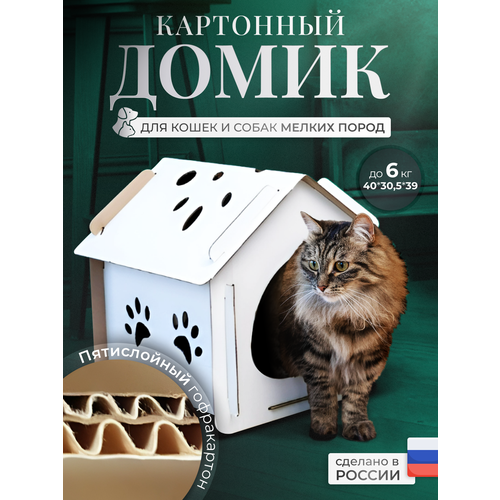 Домик из картона для кошки, дом-лежак для кота, домик для кошек, домик, дом для питомцев из картона большой