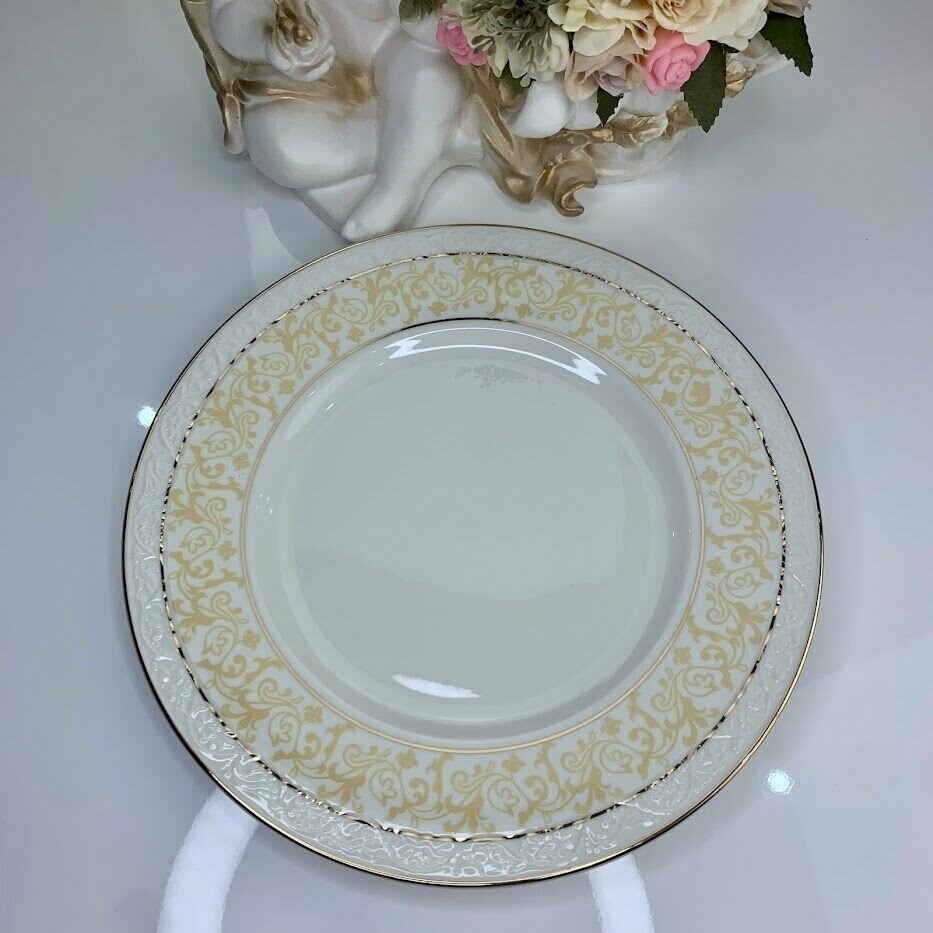Набор тарелок 2 шт обеденных столовых 25 см набор посуды на 2 персоны Lenardi Damask, фарфор, мелкие