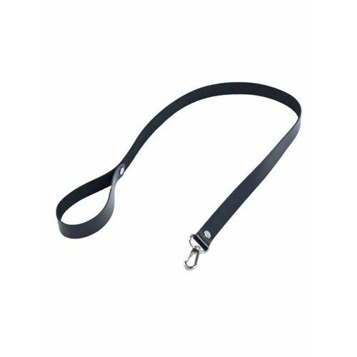 Черный кожаный поводок с карабином